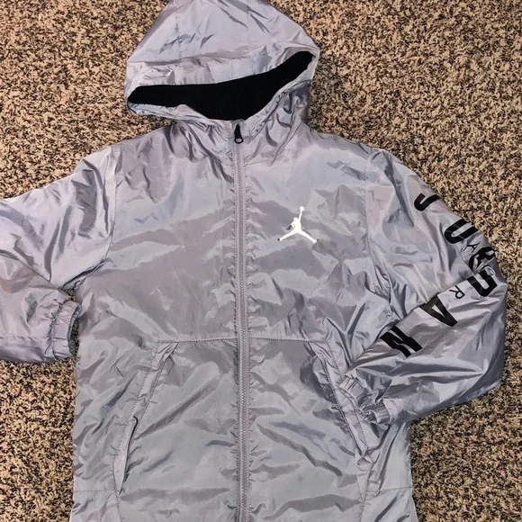 Air Jordan Boys Gray Hooded Fall Jacket with Logo Size M (10/12) | EUC - Picture 1 of 8